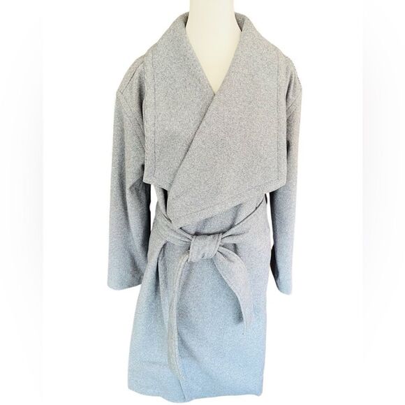 a new day Jackets & Blazers - A New Day Women's Blue Thick Herringbone Belted Knit Wrap Coat W/Pockets  Size S